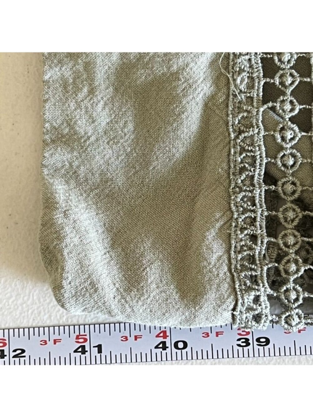 Sim & Sam Womens Sz M Maxi Dress Sage Green Crochet Smocked Forest Fairy Earthy - Picture 11 of 14
